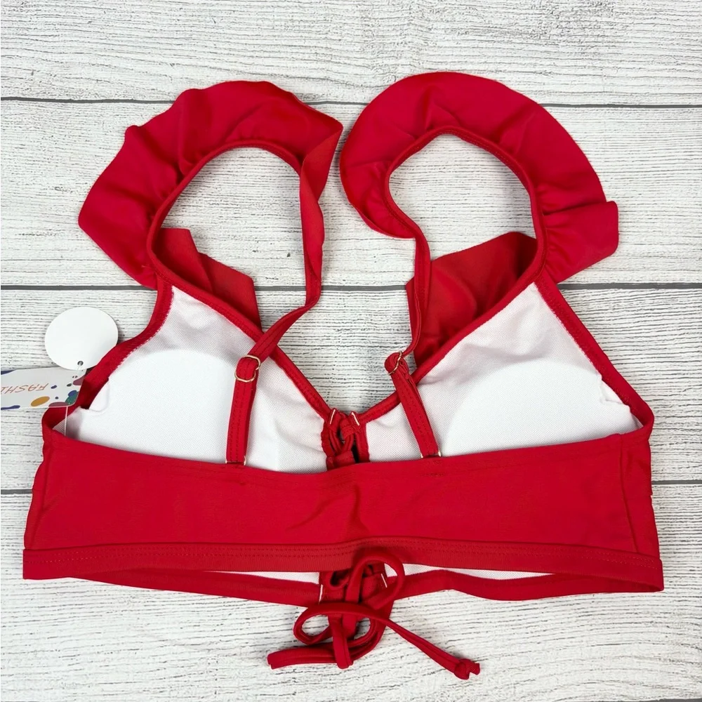 Red Ruffled Bikini Top Small - Picture 5 of 9